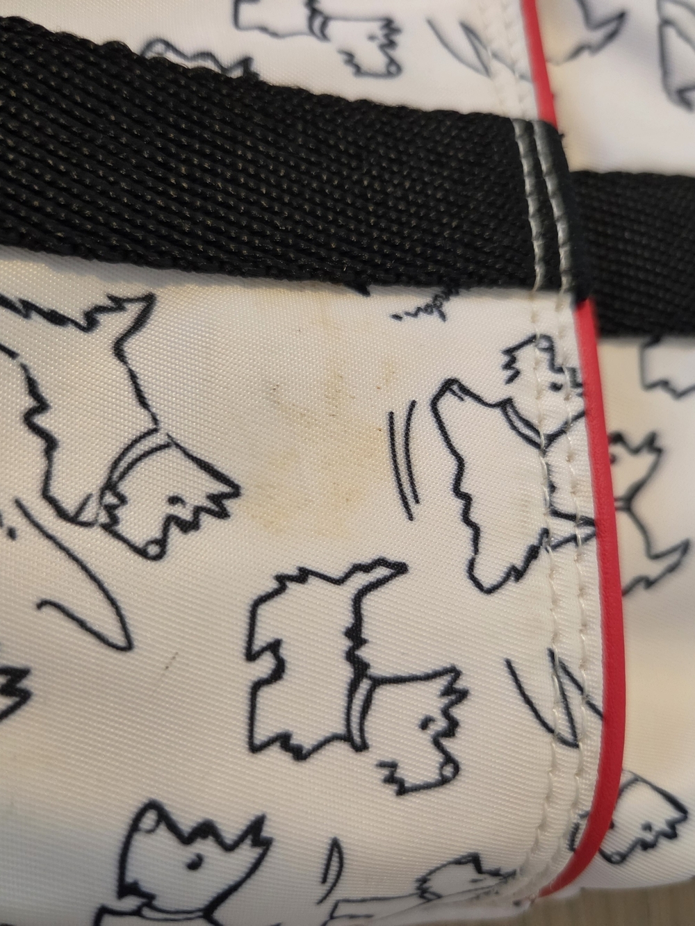 RADLEY LONDON White Tote with Black Scottie Print and Red Trim - Picture 6 of 12